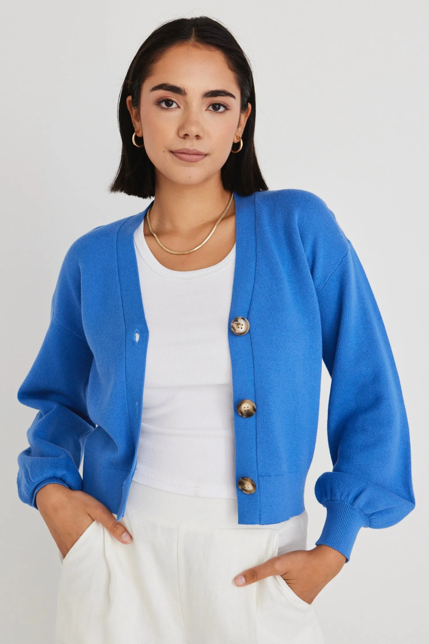 Agatha French Blue Fine Knit Cardigan