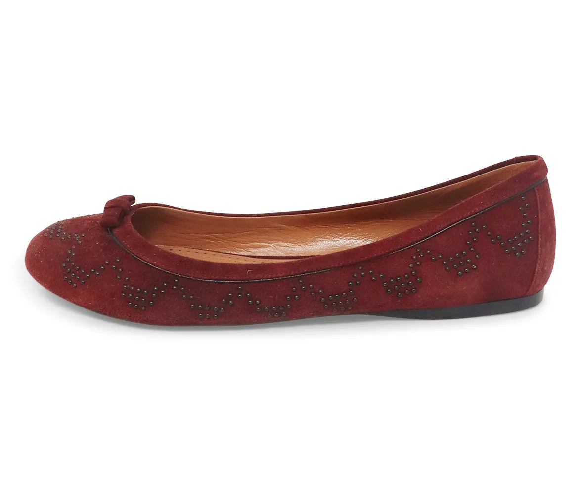 Alaia Studded Burgundy Suede Flats sz 10