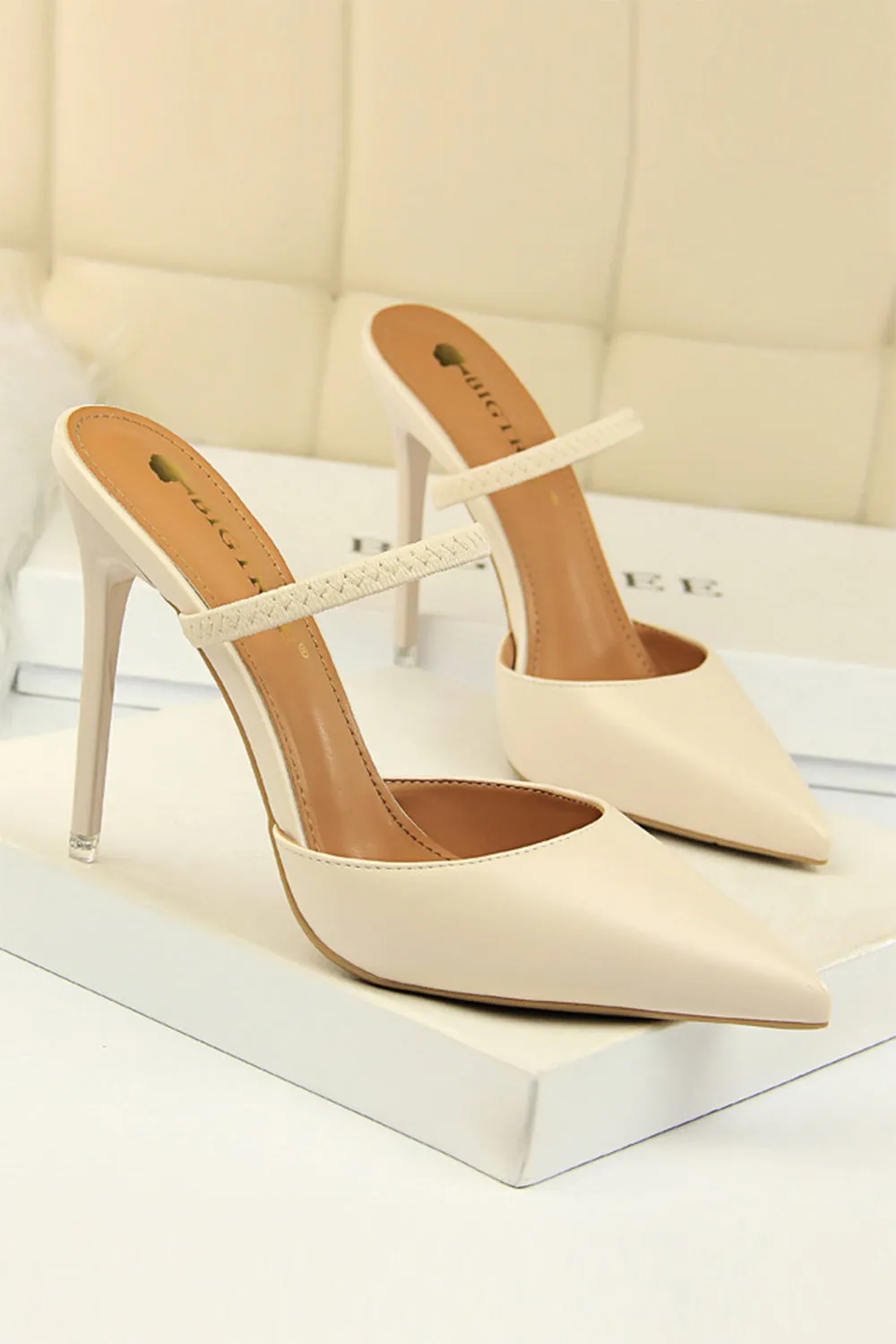 Apricot Stiletto Pointy Heels