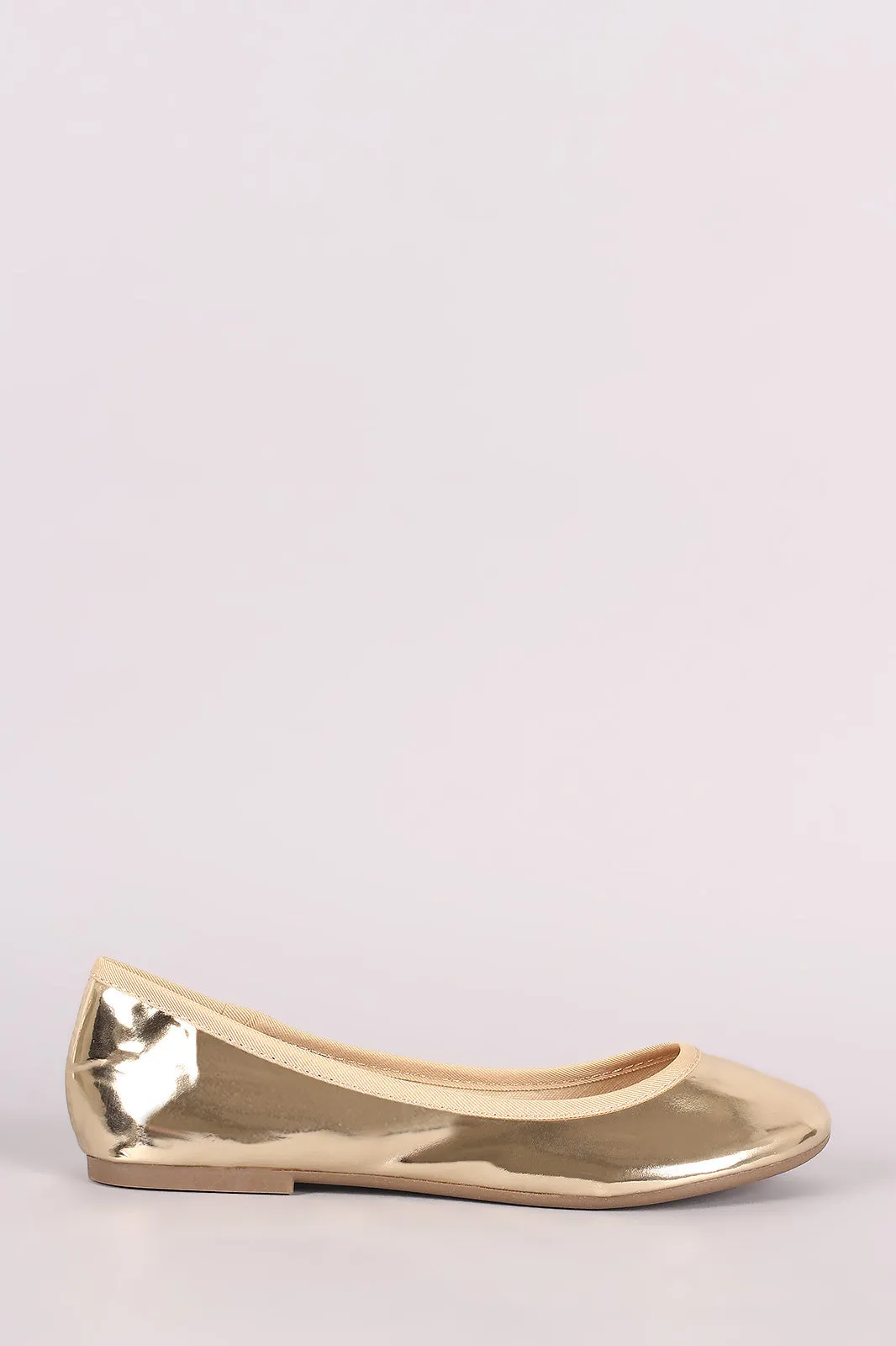 Bamboo Patent Round Toe Ballet Flat