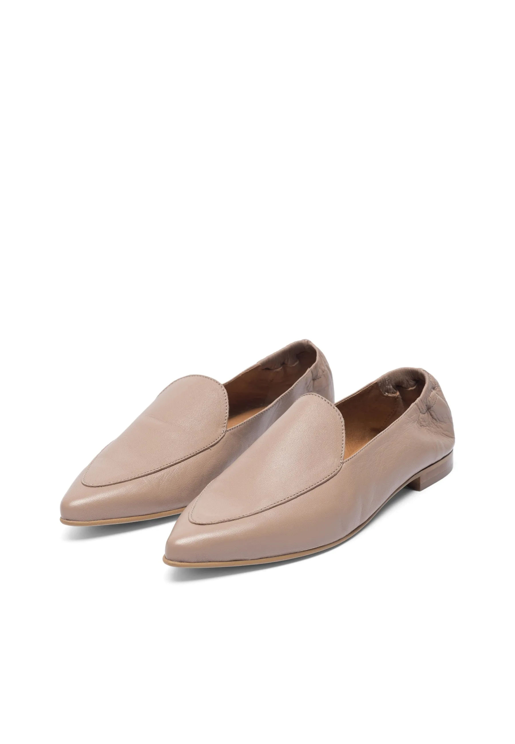 Biatracey Nougat Flat Leather Loafers