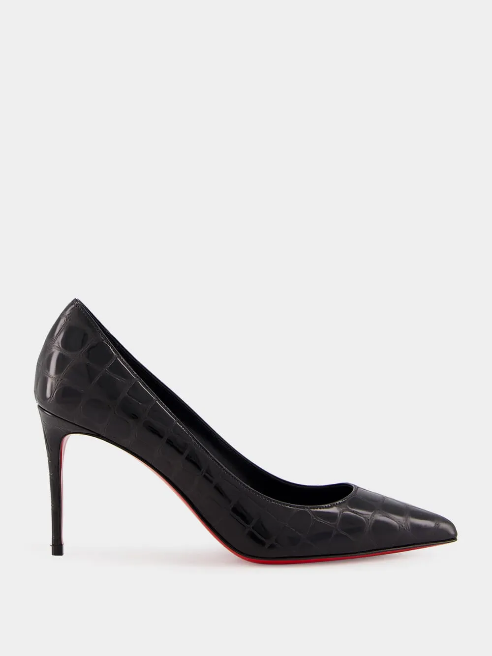 Black Kate 85 mm Alligator-Embossed Pumps