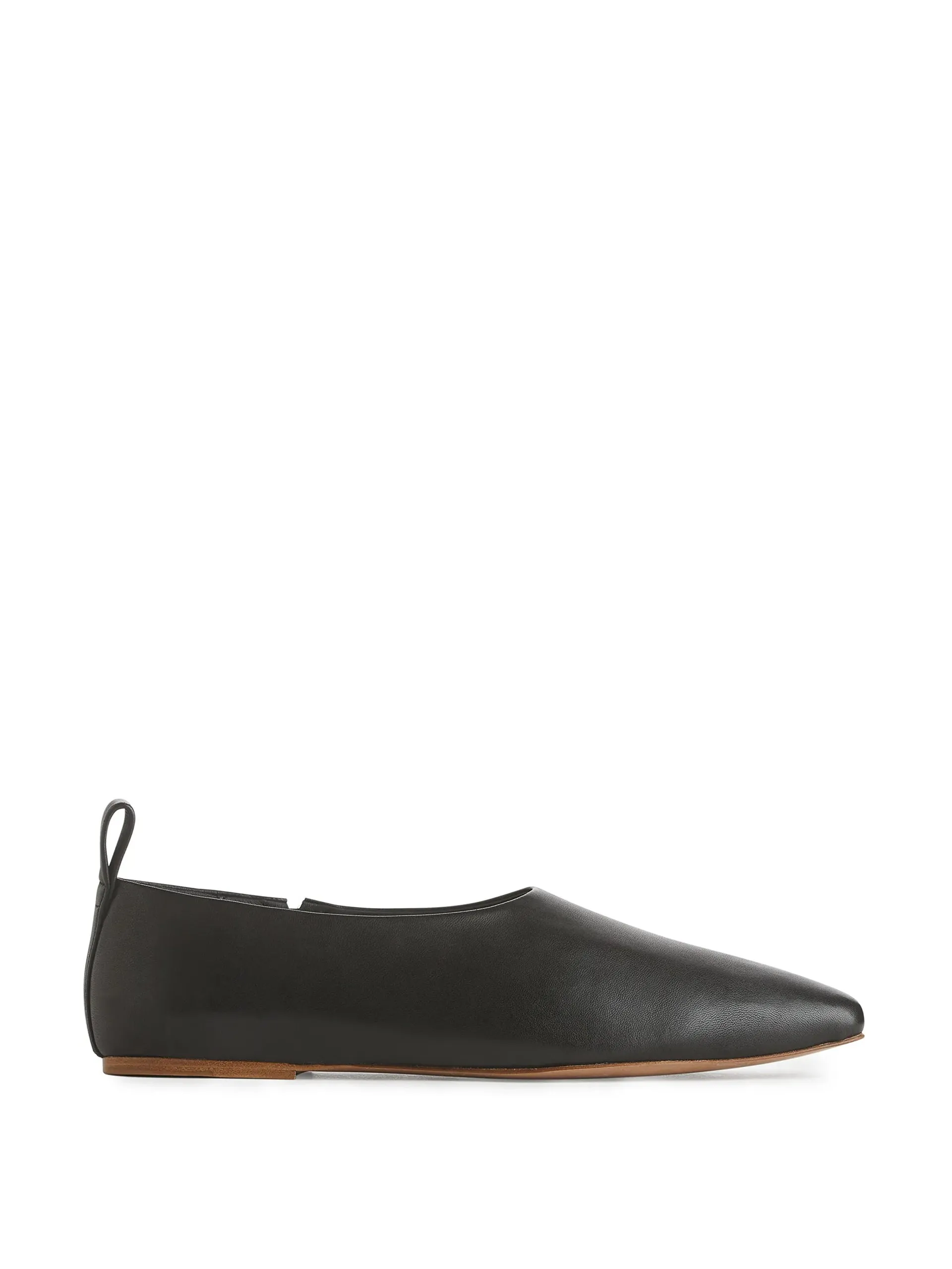 Black leather ballet flats