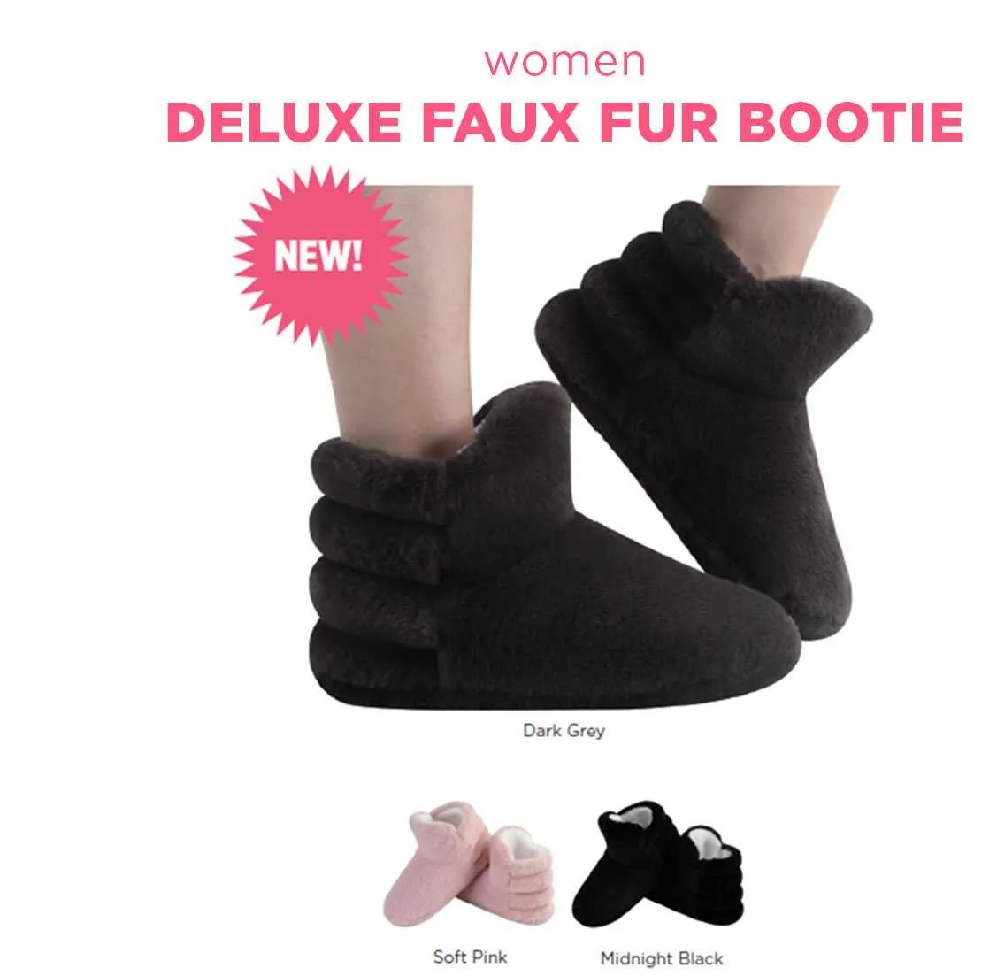 Booties Deluxe Faux Fur Dark Grey Women's WDFFB-DGREY