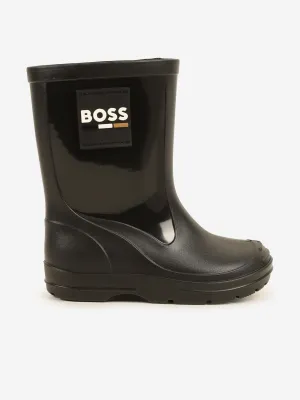 BOSS Boys Logo Rain Boots in Black