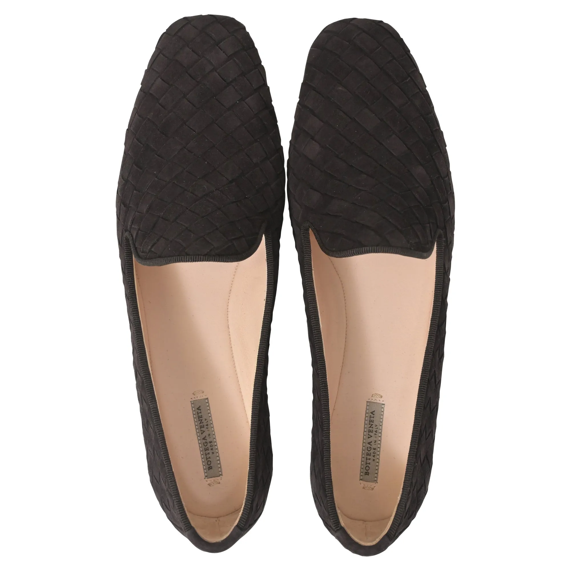 Bottega Veneta Fiandra Intrecciato Weave Loafers in Dark Brown Suede