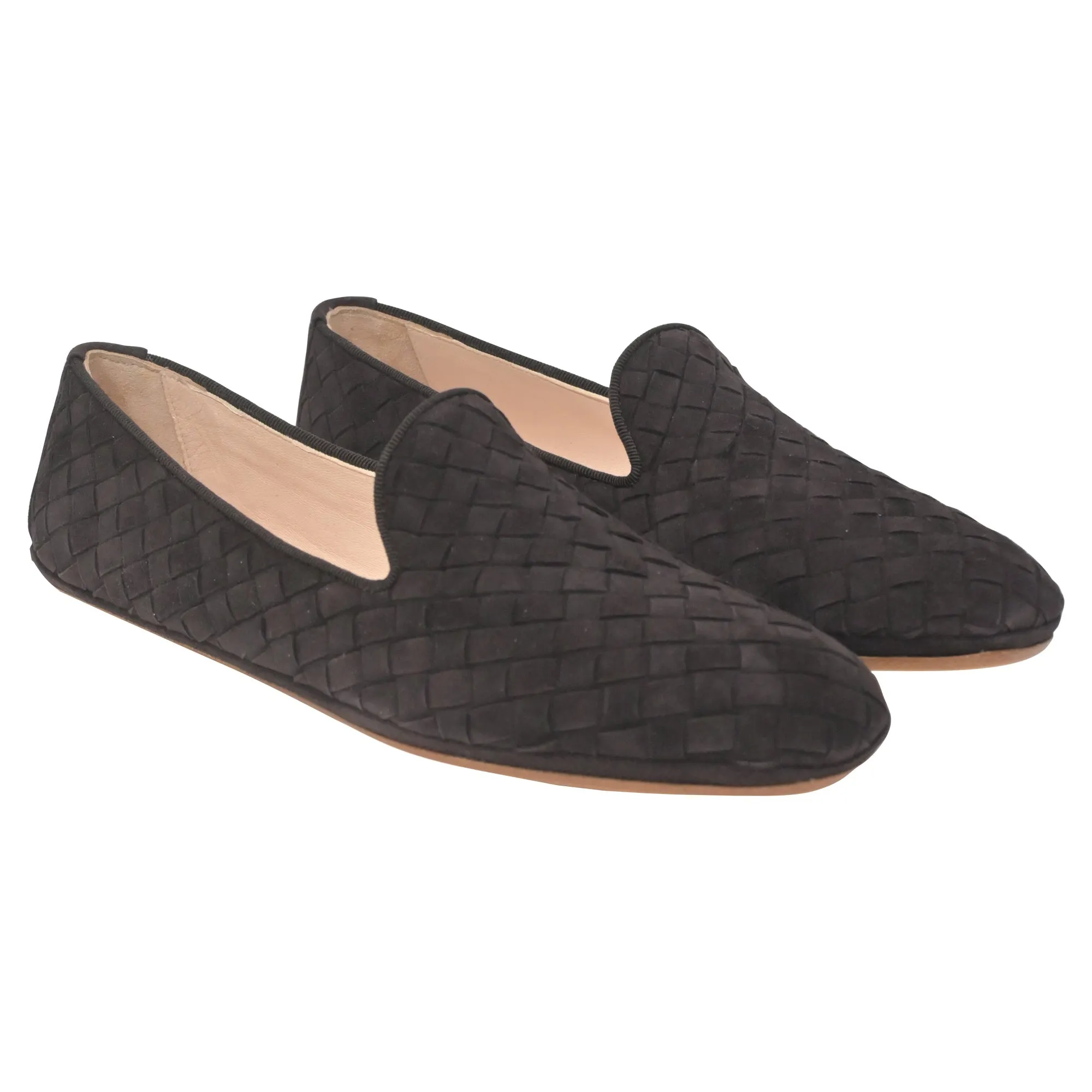 Bottega Veneta Fiandra Intrecciato Weave Loafers in Dark Brown Suede