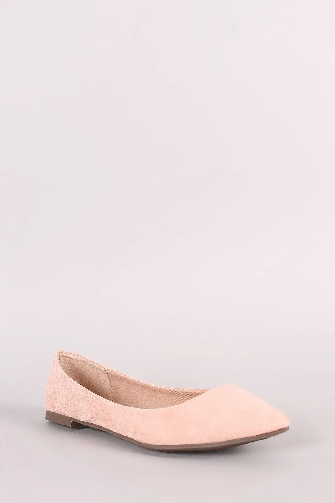 Breckelle Simple Vegan Suede Pointy Toe Flats