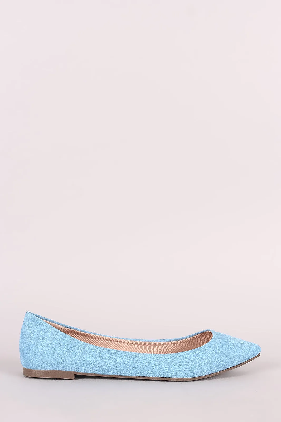 Breckelle Simple Vegan Suede Pointy Toe Flats