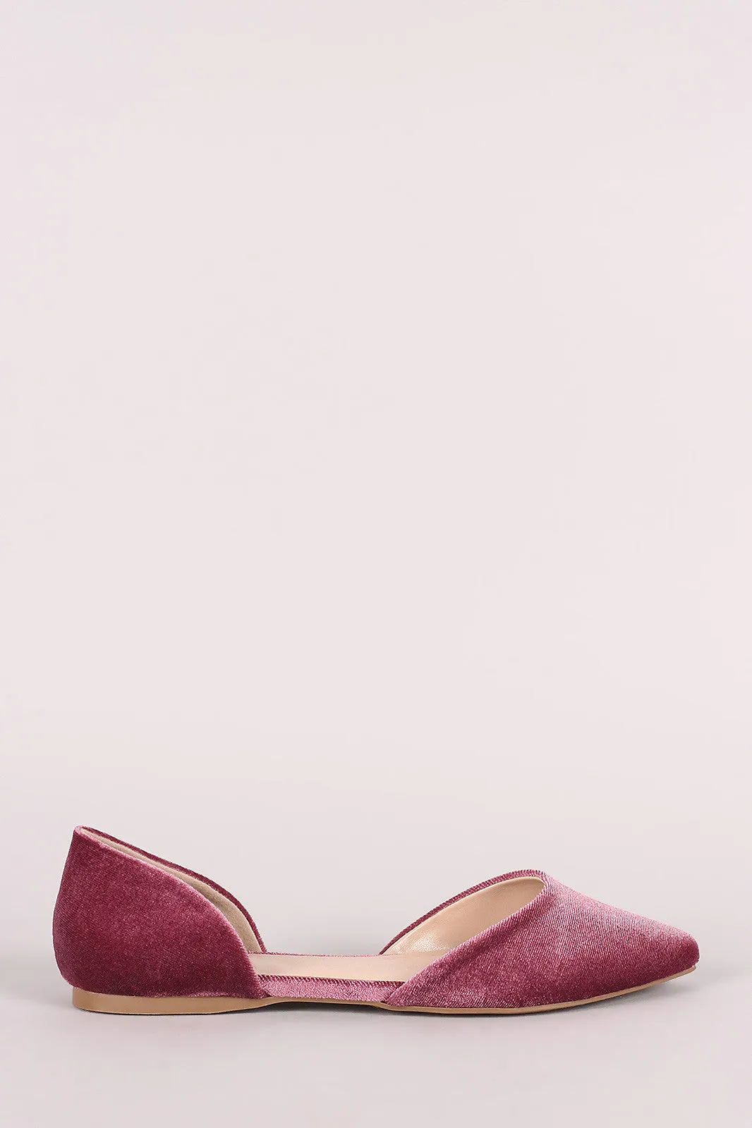 City Classified Velvet Pointy Toe Dorsay Flat