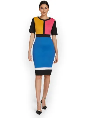 Colorblock Sheath Dress - Superflex