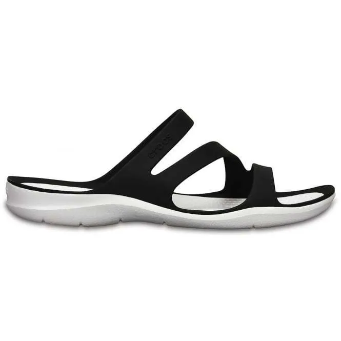 Crocs Swiftwater Sandal Black/White Womens Flexible Slip On Multipurpose Sandals