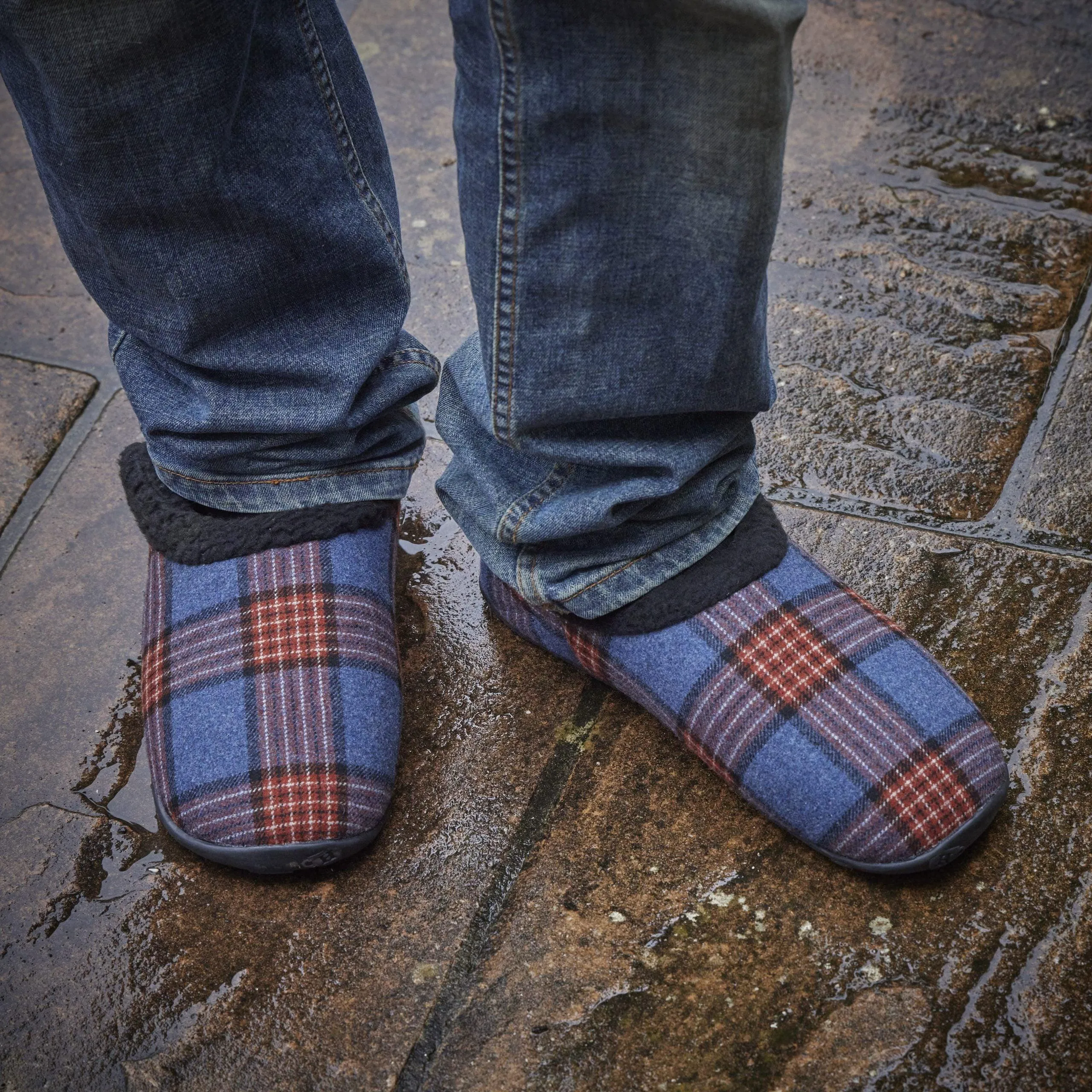 Edward - Blue Multi Check Men's Slippers