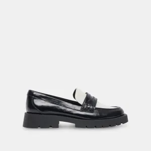 ELIAS WIDE FLATS BLACK WHITE CRINKLE PATENT