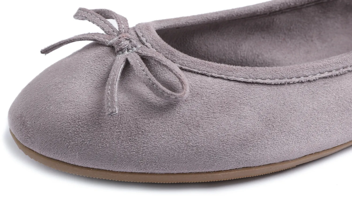 Feversole Women's Macaroon Faux Suede Memory Foam Cushion Insock Soft Ballet Flat Light Grey