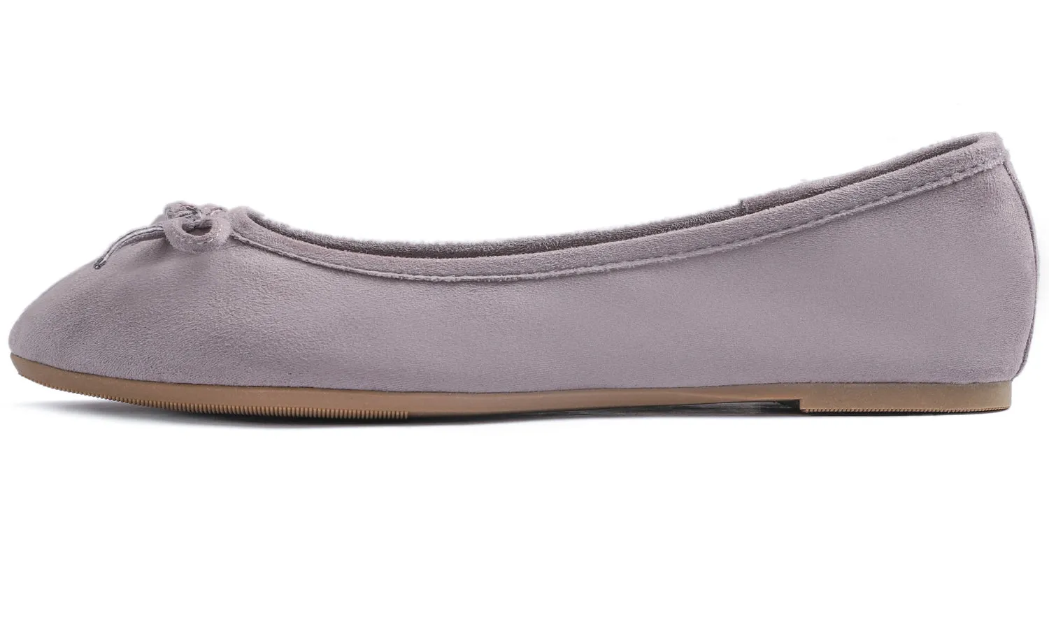 Feversole Women's Macaroon Faux Suede Memory Foam Cushion Insock Soft Ballet Flat Light Grey