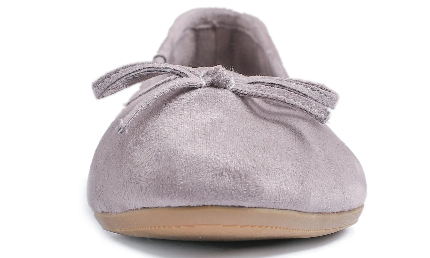 Feversole Women's Macaroon Faux Suede Memory Foam Cushion Insock Soft Ballet Flat Light Grey