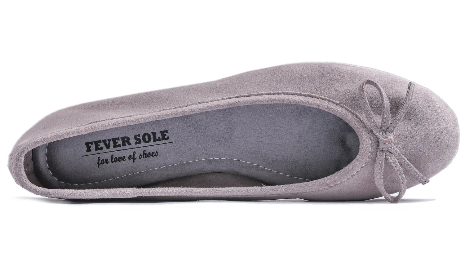 Feversole Women's Macaroon Faux Suede Memory Foam Cushion Insock Soft Ballet Flat Light Grey