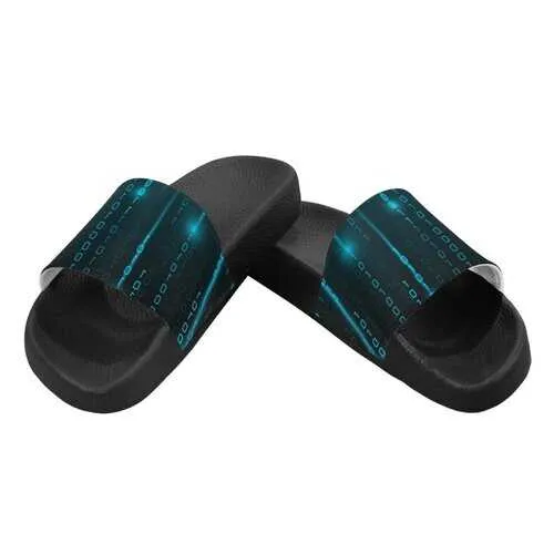 Flip-Flop Sandals, Blue Matrix Style Women's Slides