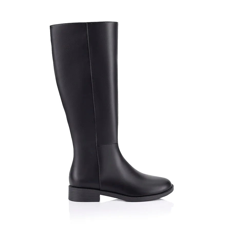 Gabe Flat Knee High Boots - Black