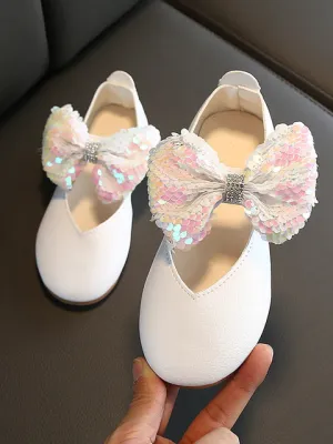 Girls Glitter Bow Princess Slip-On Flats Shoes By Liv and Mia