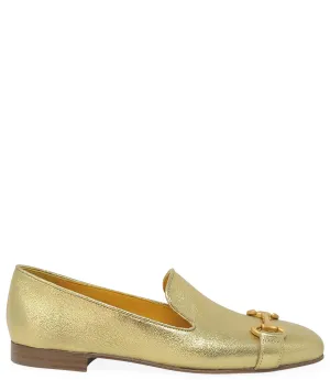 Gold Leather  Square Toe Loafer