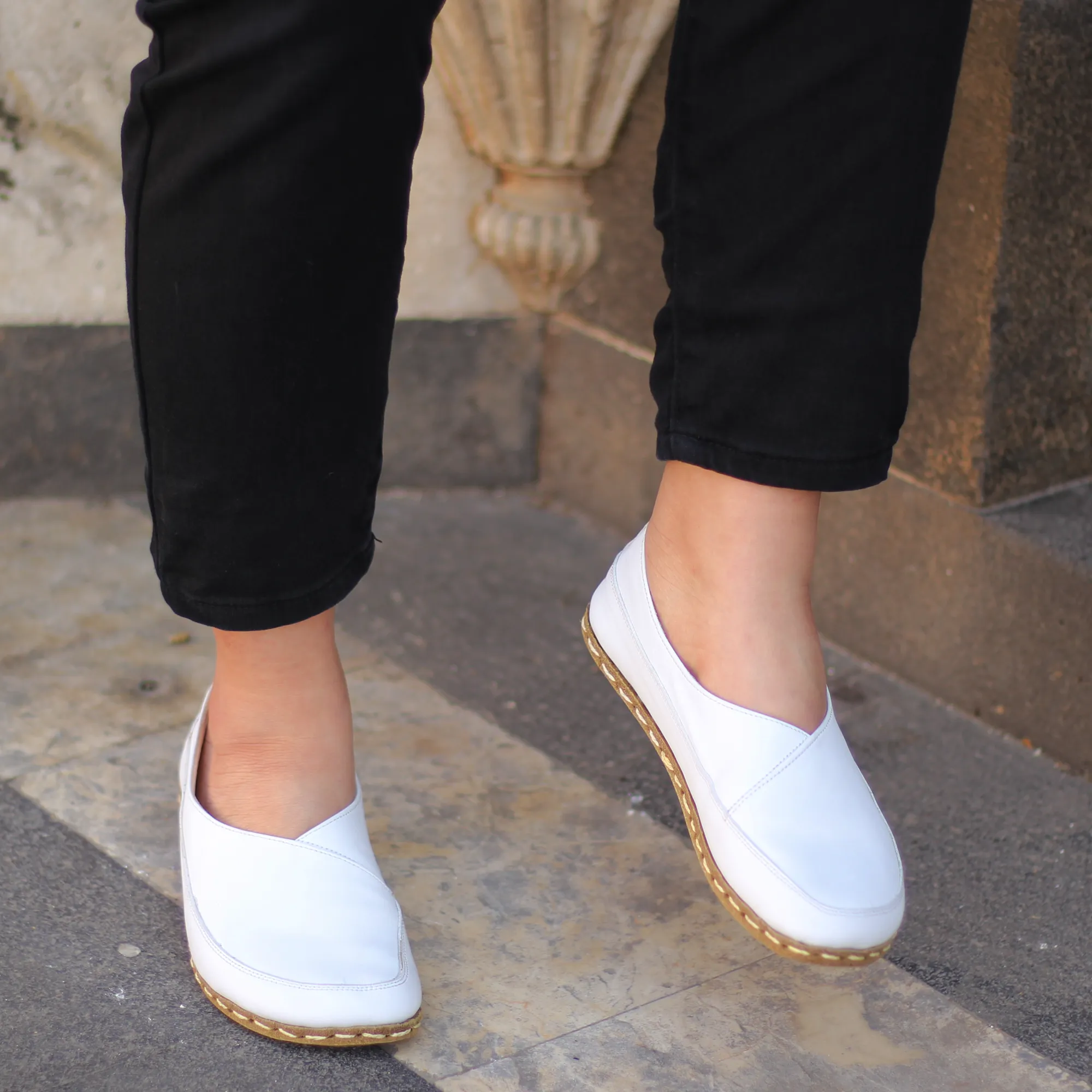 Handmade Barefoot Loafers for Women White