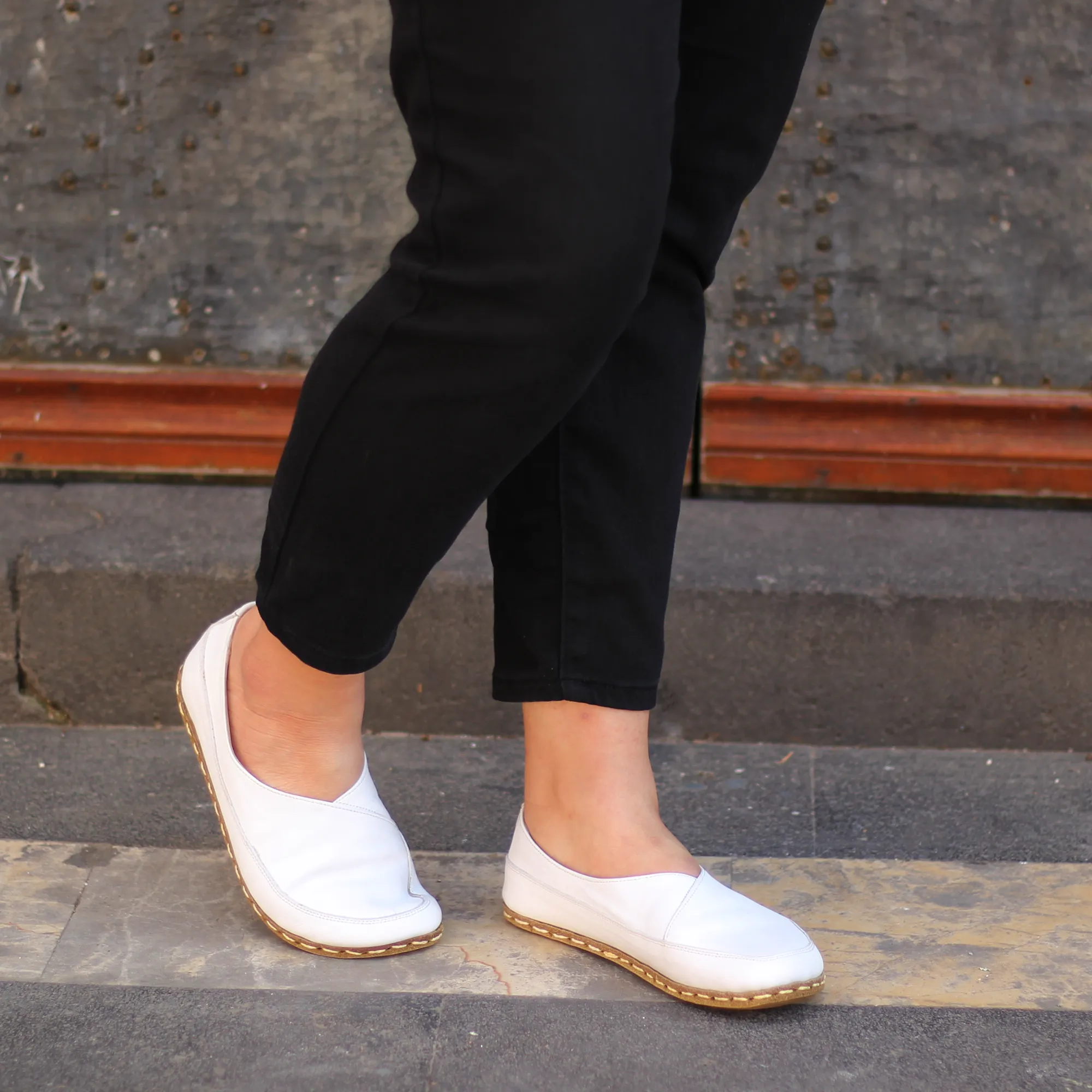 Handmade Barefoot Loafers for Women White