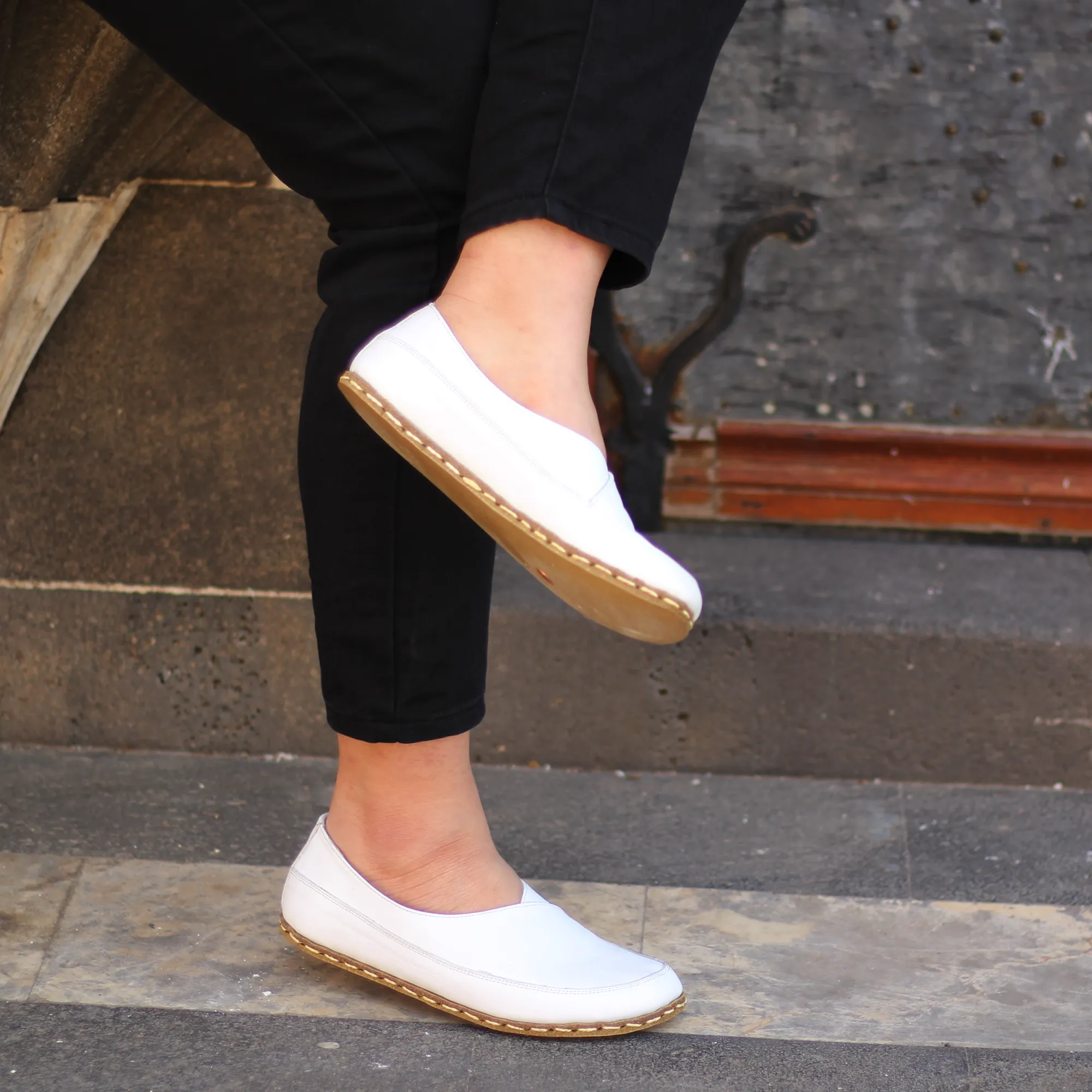 Handmade Barefoot Loafers for Women White