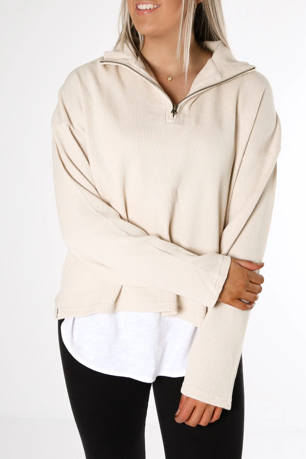 Hiatus 3/4 Zip Pullover Unbleached