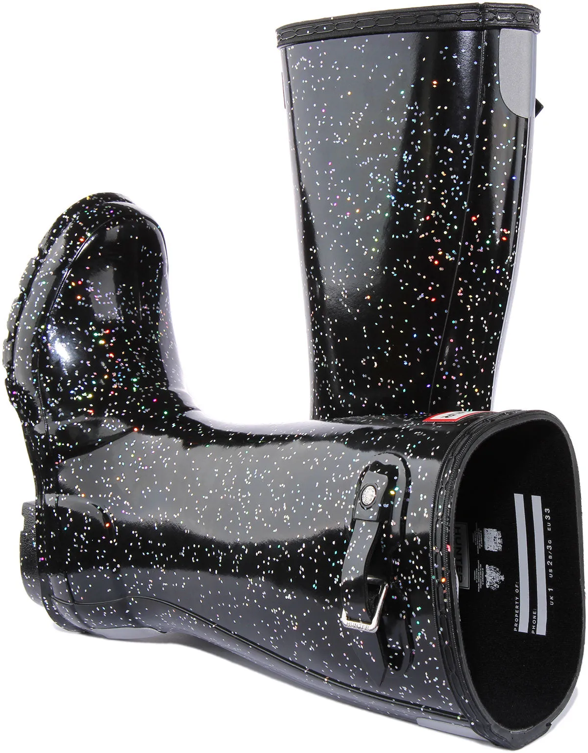 Hunter Original Giant Glitter In Black For Junior