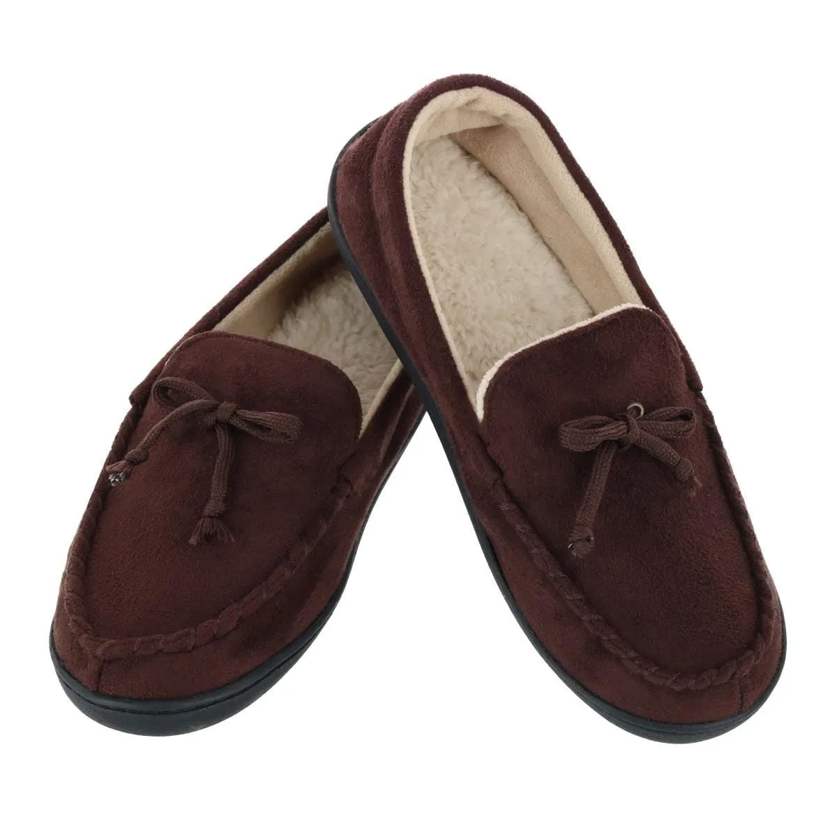 Isotoner Men's Microsuede Moccasin Slipper with Whipstitch