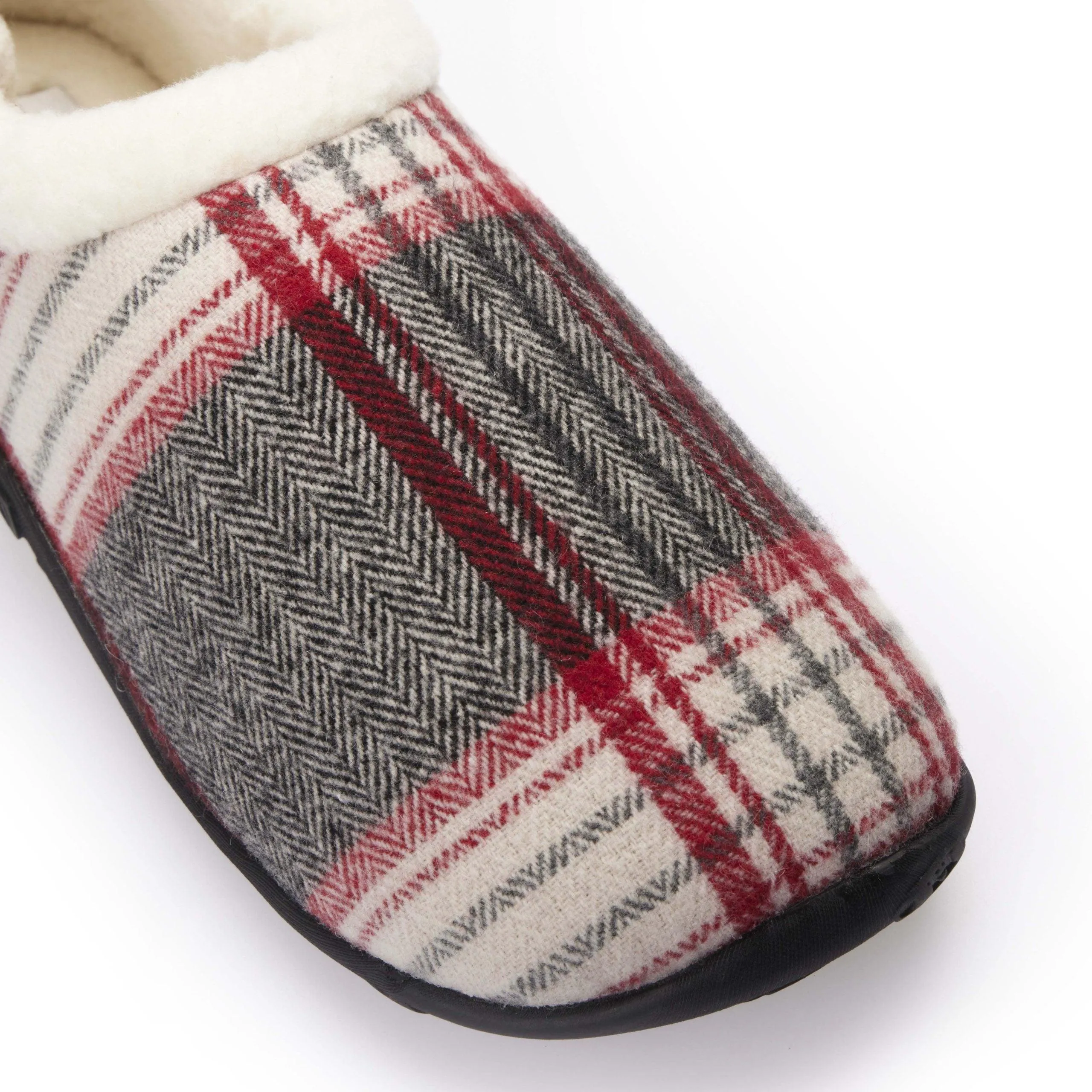 Jack - Grey Red Herringbone Check Men's Slippers