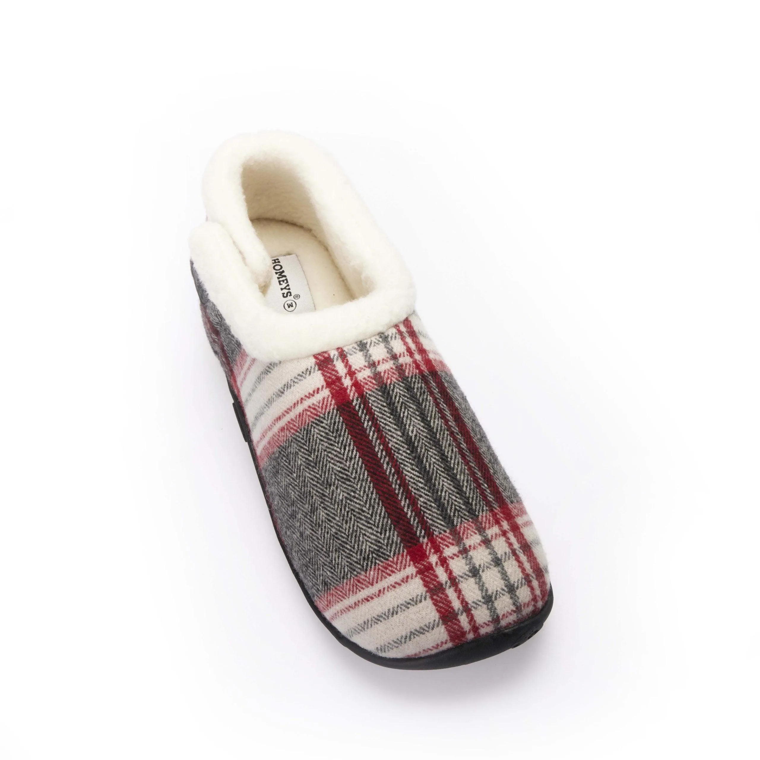 Jack - Grey Red Herringbone Check Men's Slippers