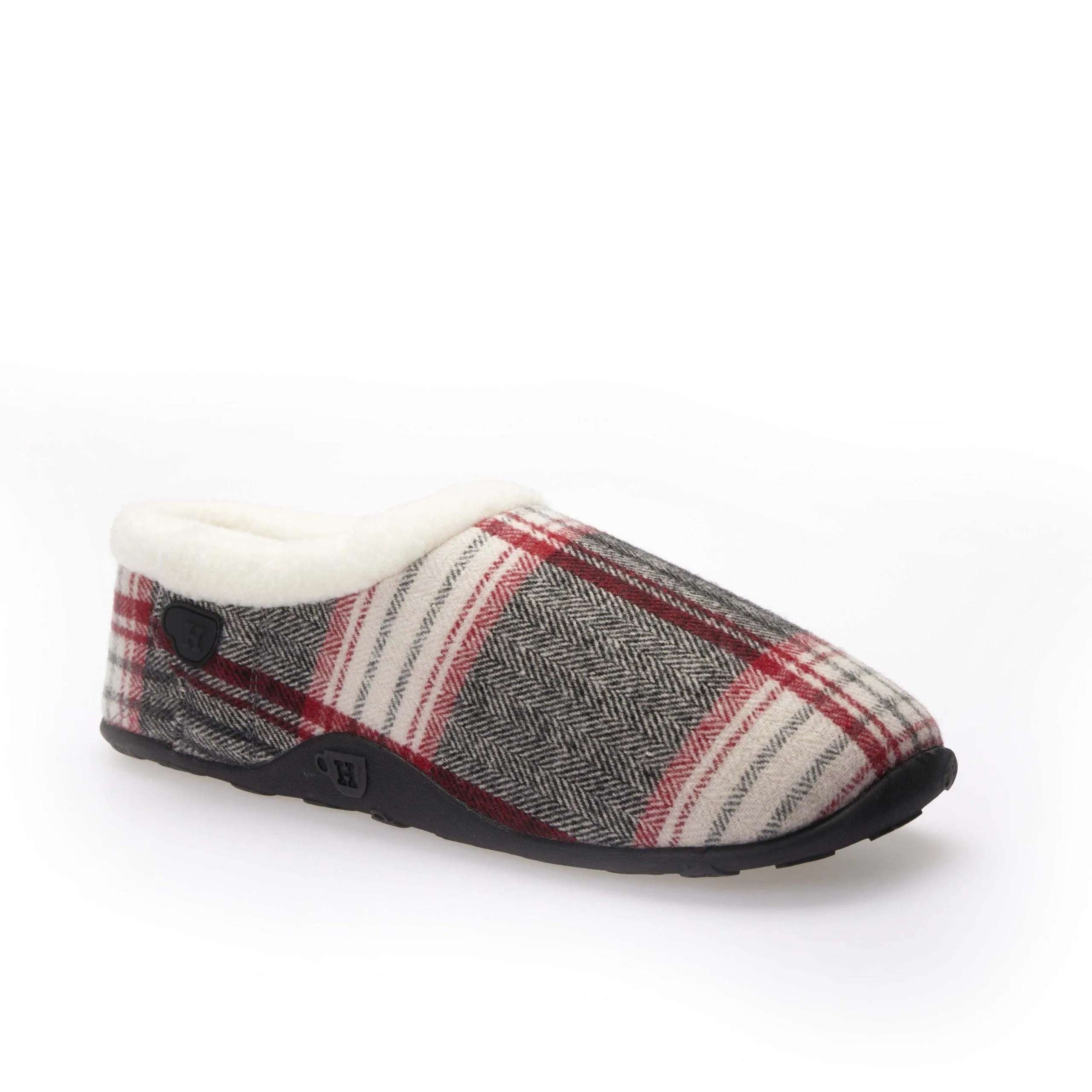 Jack - Grey Red Herringbone Check Men's Slippers