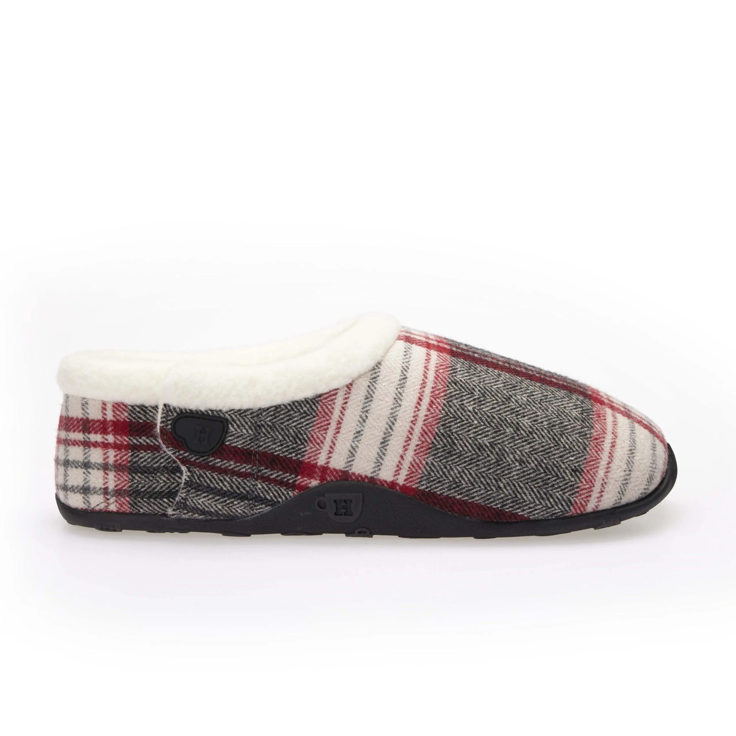 Jack - Grey Red Herringbone Check Men's Slippers