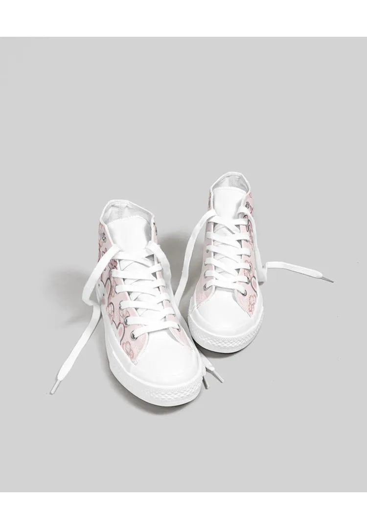 Japanese Cute Bunny High-Top Sneakers-Sakura Design