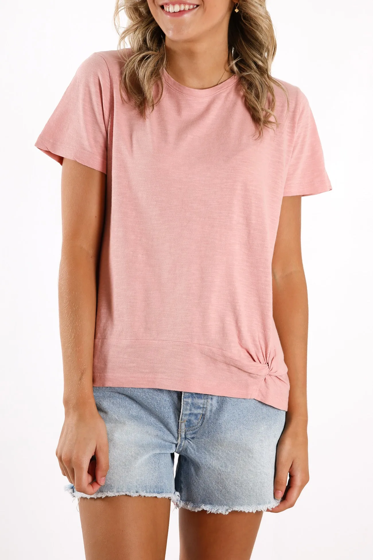 Knot Front Crop Tee Pink