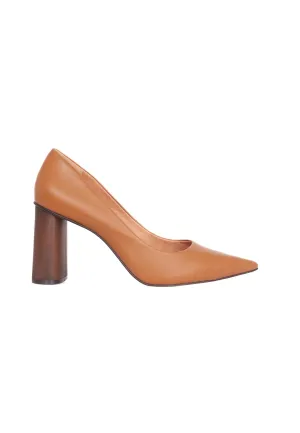 Ladies Brown 8cm Block Heel with Cushioned Insole