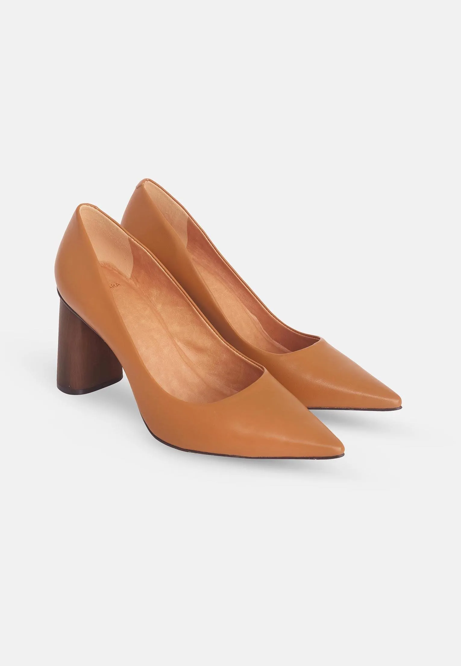 Ladies Brown 8cm Block Heel with Cushioned Insole