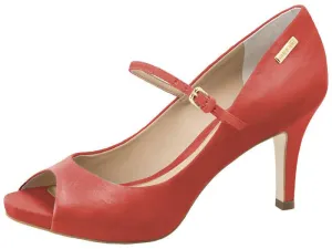 Light Red Leather Peep Toe - Dumond