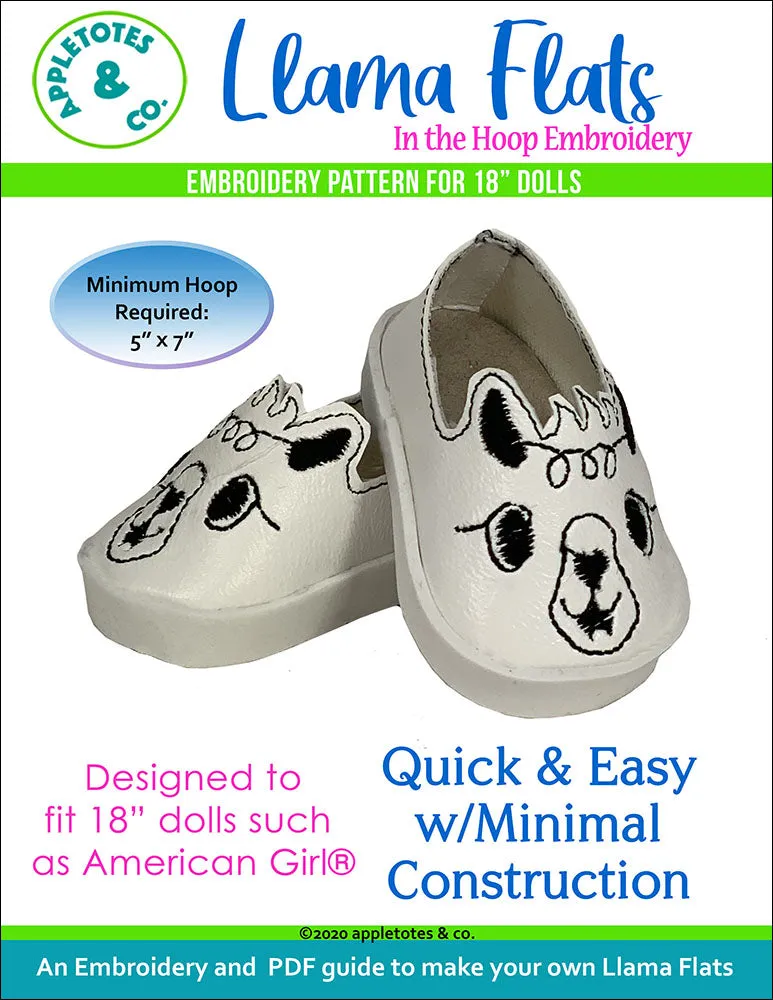 Llama Flats ITH Embroidery Patterns for 18 Inch Dolls