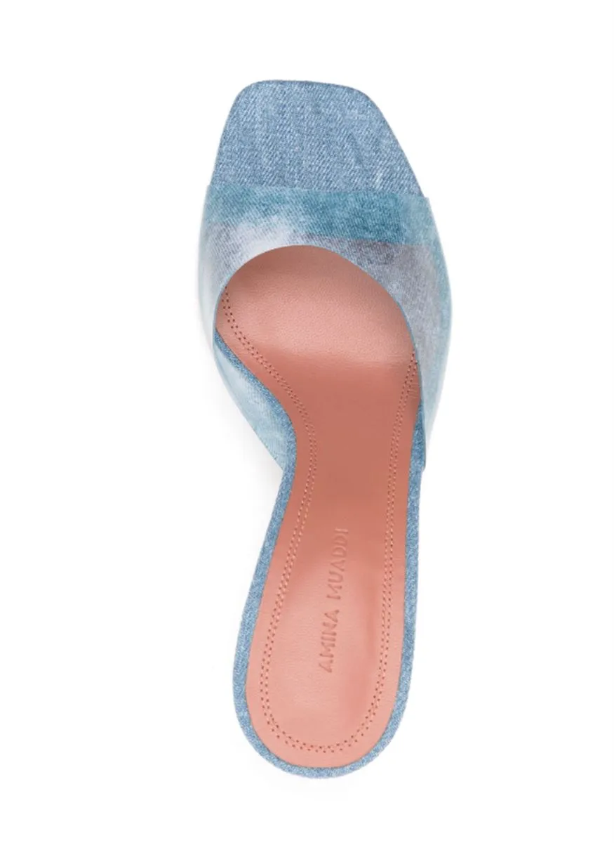 LUPITA GLASS 70MM DENIM MULES