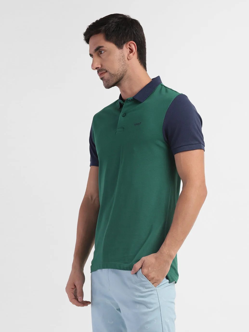 Men's Colorblock Polo T-shirt Green