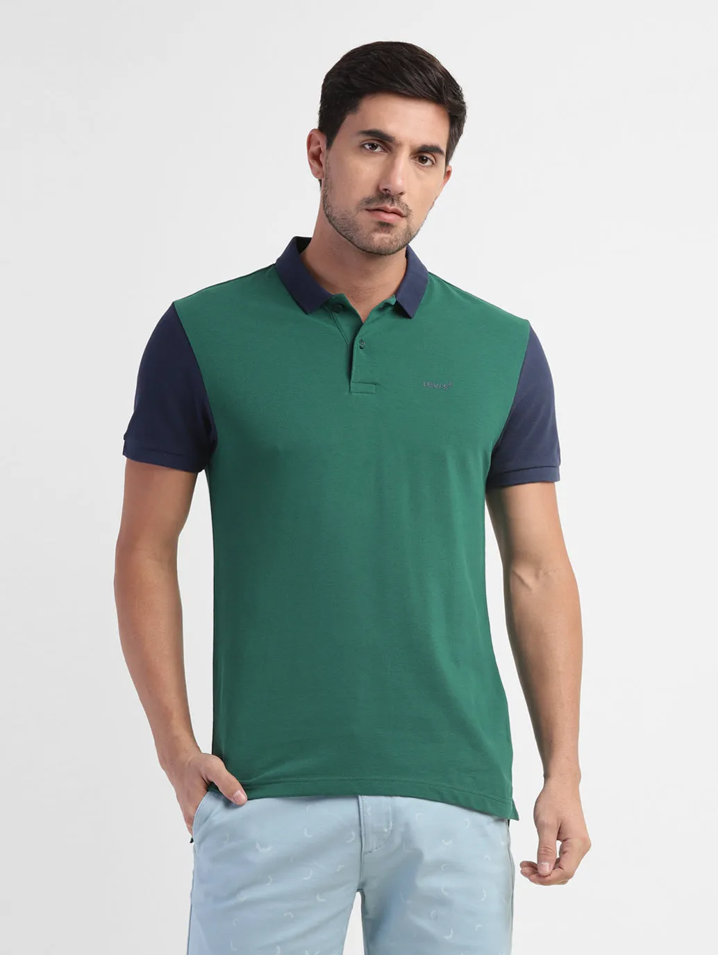 Men's Colorblock Polo T-shirt Green