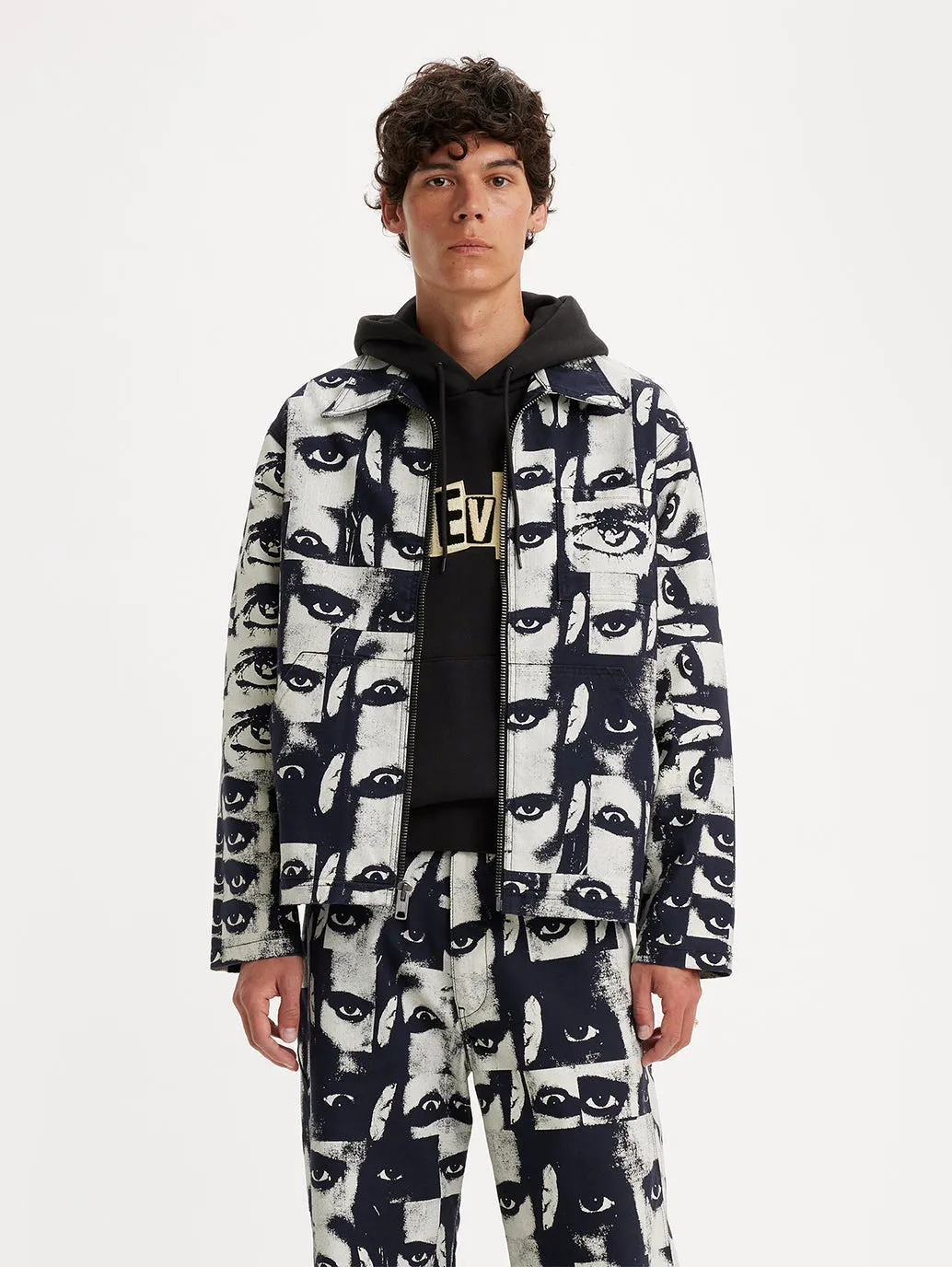 Men's Graphic Print Silver Spread Collar Jackets