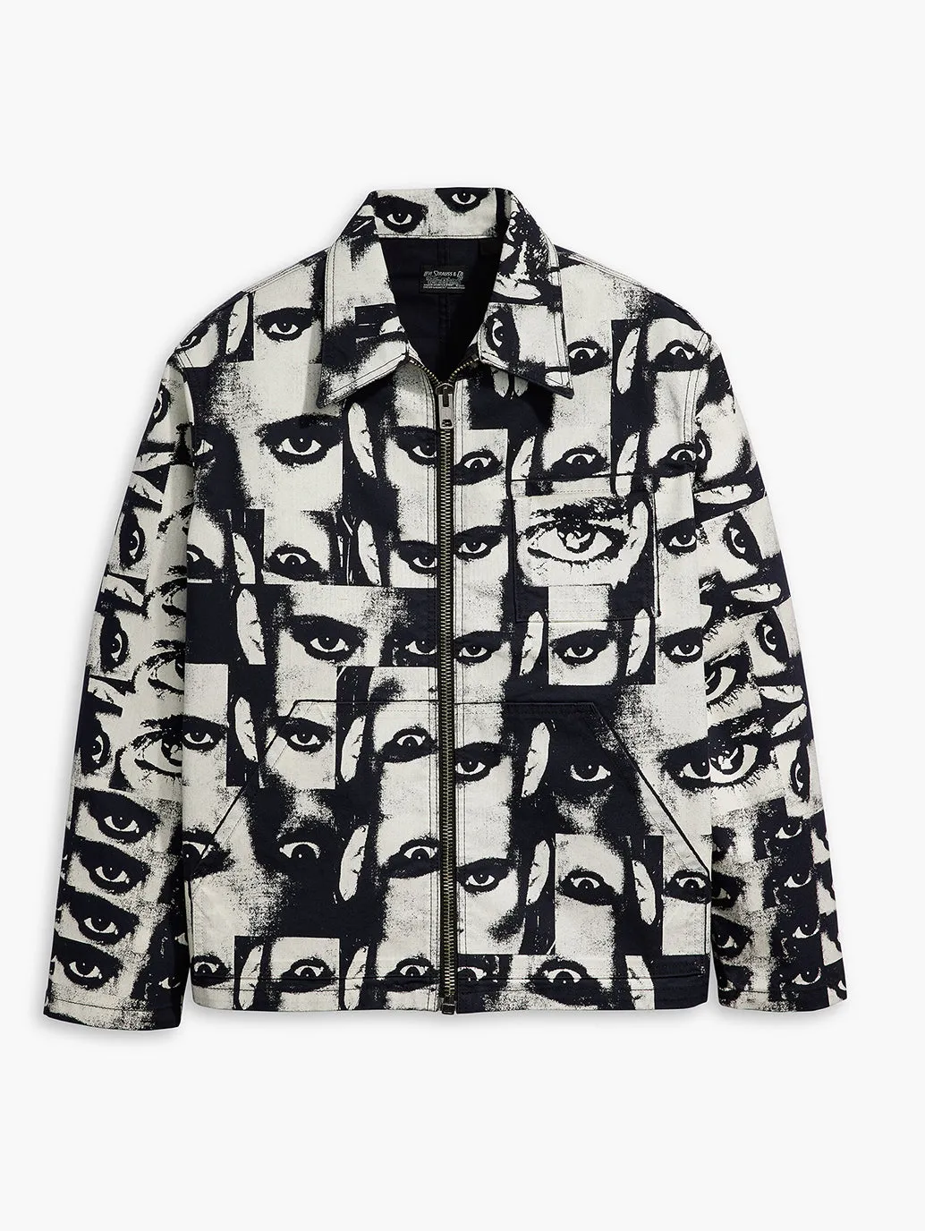 Men's Graphic Print Silver Spread Collar Jackets