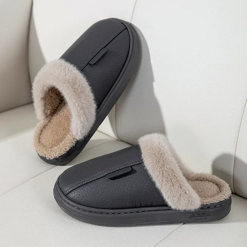 Men's Women Warm Plush Soft Slippers, Indoors Anti-slip Winter Floor Bathroom Plush House Slippers