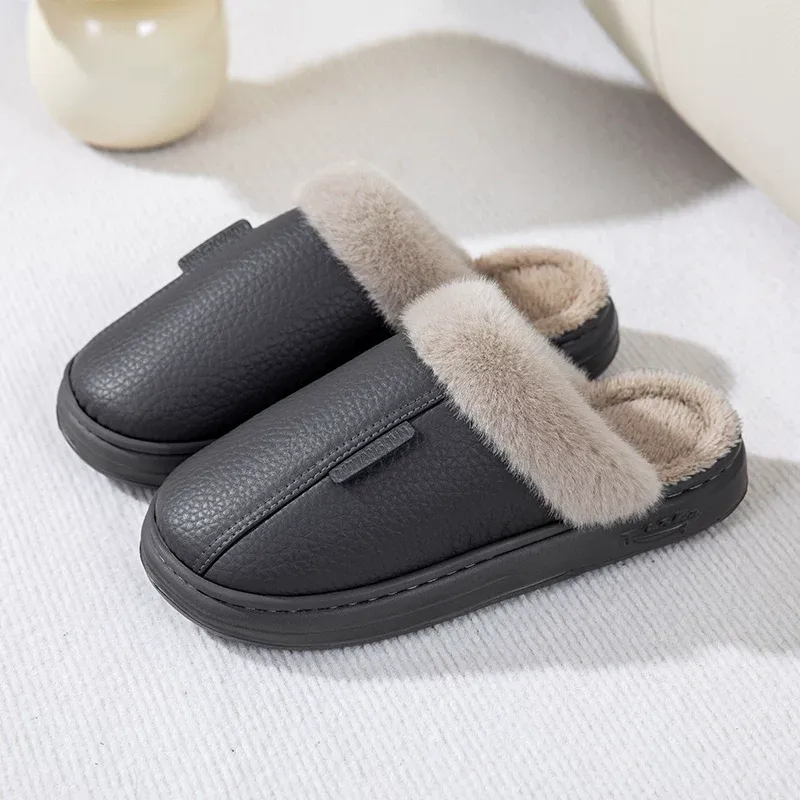 Men's Women Warm Plush Soft Slippers, Indoors Anti-slip Winter Floor Bathroom Plush House Slippers