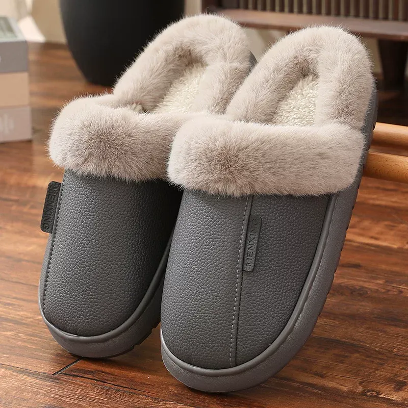 Men's Women Warm Plush Soft Slippers, Indoors Anti-slip Winter Floor Bathroom Plush House Slippers